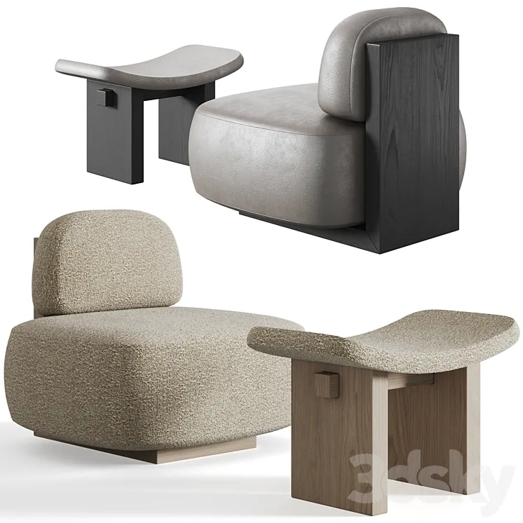Yoshida Chair + Nara Stool by Secolo 3DS Max Model