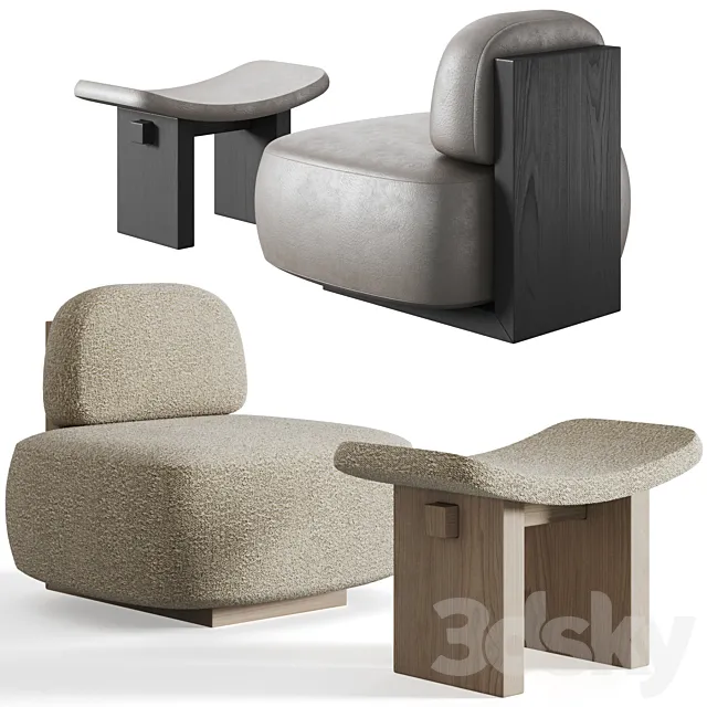 Yoshida Chair + Nara Stool by Secolo 3DSMax File
