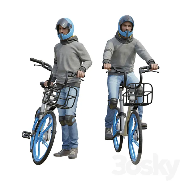 Young man on a bicycle 3ds Max