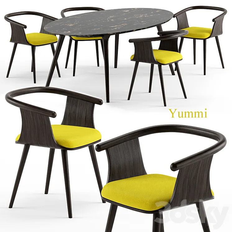 Yuumi chair and Ademar table – Bross Italy 3DS Max