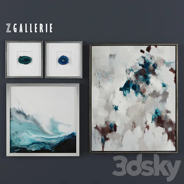 Z Gallerie Cerulean Impressions – Set of 4 3ds Max