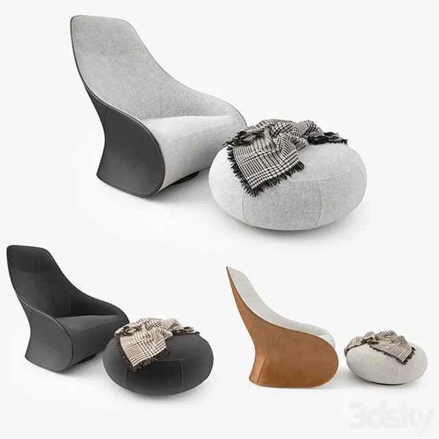 Zanotta Derby Armchair and Pouf 3dsMax Model