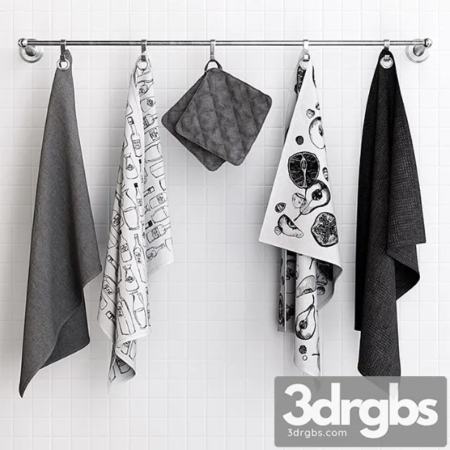 Zara Grey Towels on Hooks 3dsmax Download