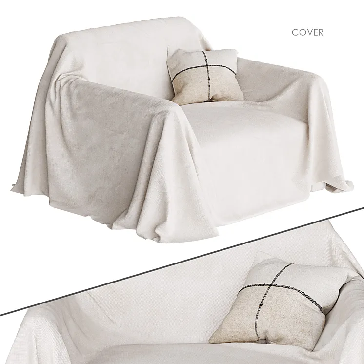 Zara Home Armchair cover 3DS Max Model