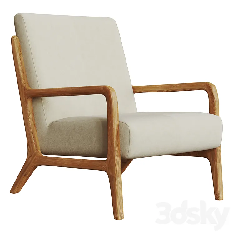 Zara Home Ash Wood and Linen Armchair 3DS Max Model