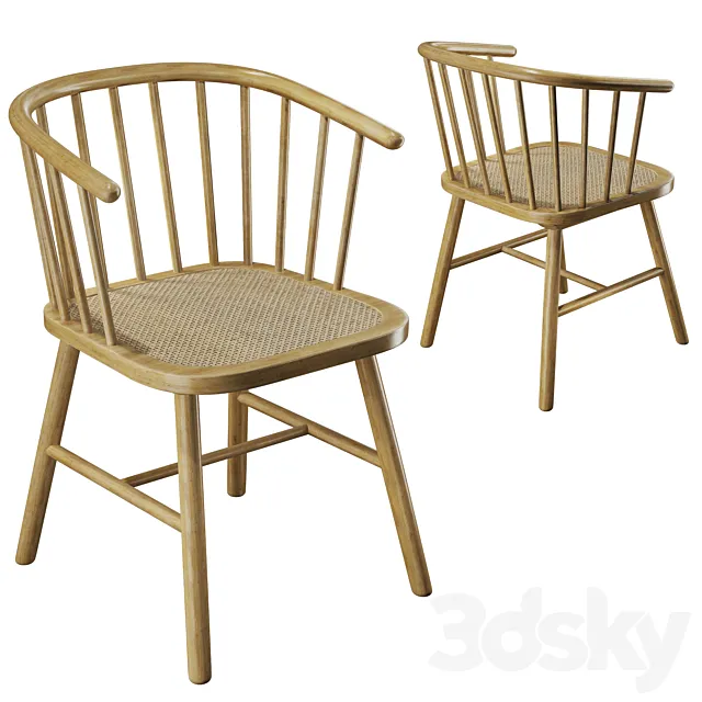 Zara Home Ash Wood Chair with Rattan Seat 3ds Max