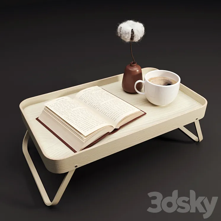 ZARA HOME folding breakfast tray with decor 3DS Max