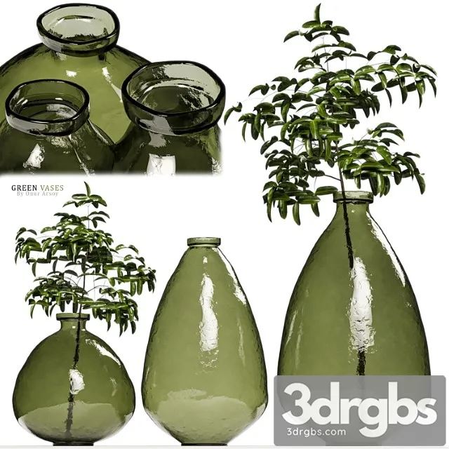 Zara home – green glass vases with plants