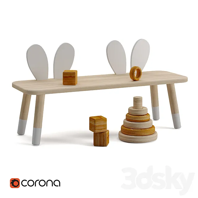 Zara Home Rabbit Kids Bench 3DS Max Model