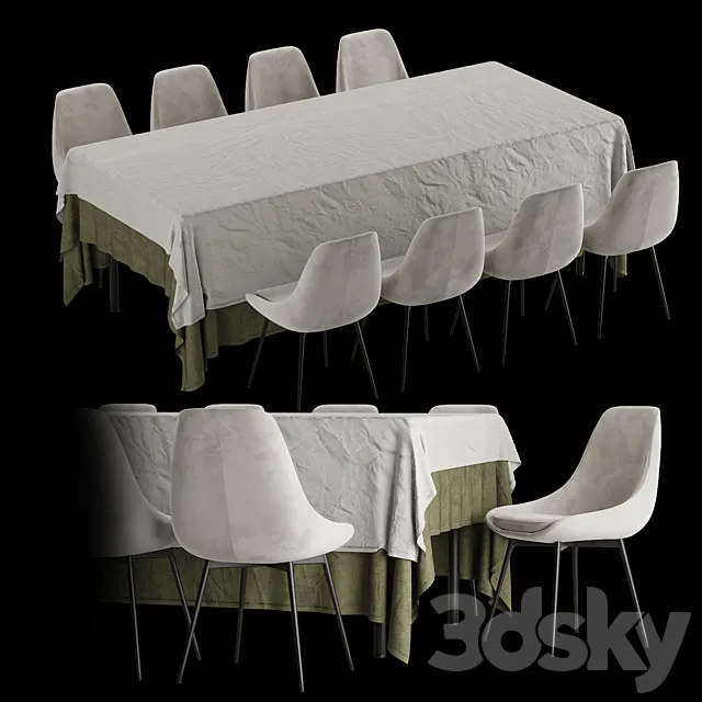 Zara home table + East Side chair | Table set 3DSMax File