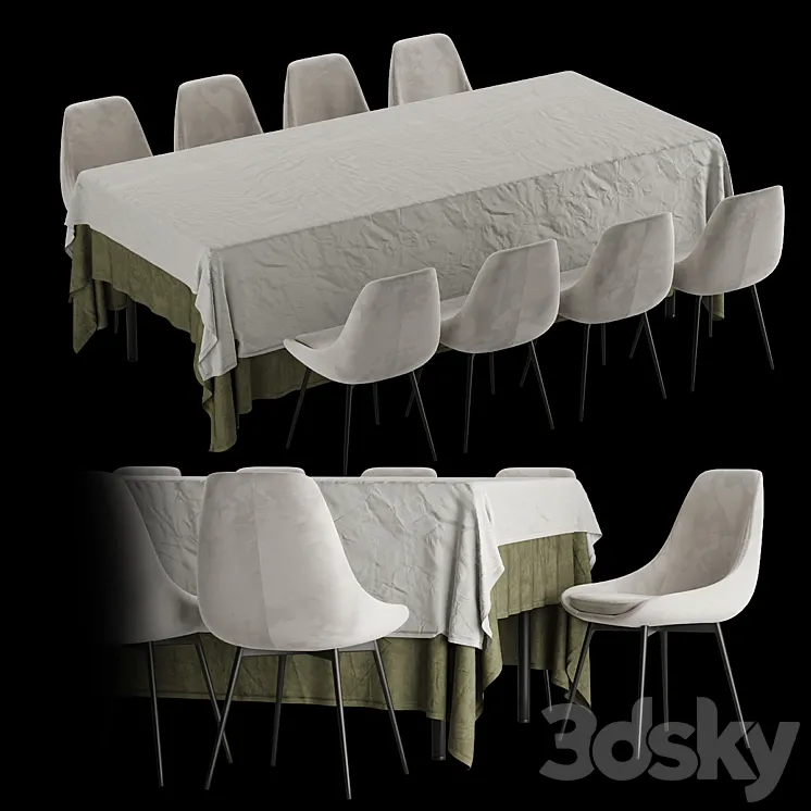 Zara home table + East Side chair | Table set 3DS Max Model