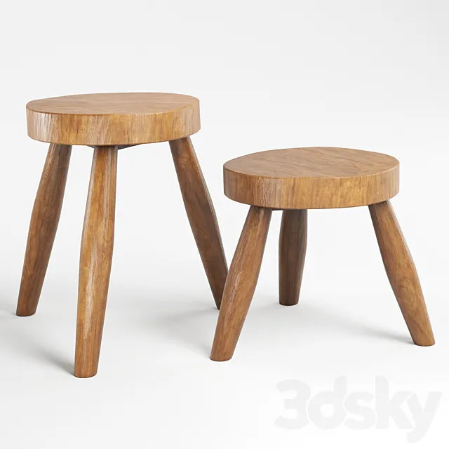 Zara Home Teak Stool 3ds Max
