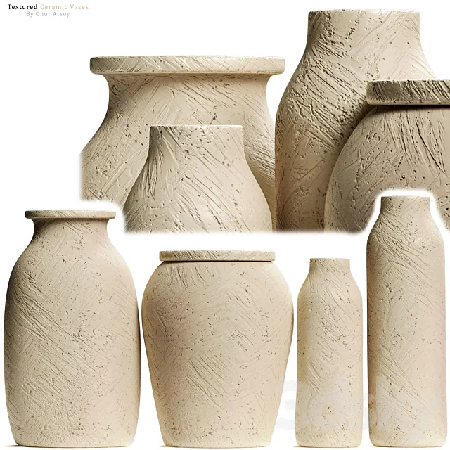 Zara Home – Textured Ceramic Vase Set 3DSMax File