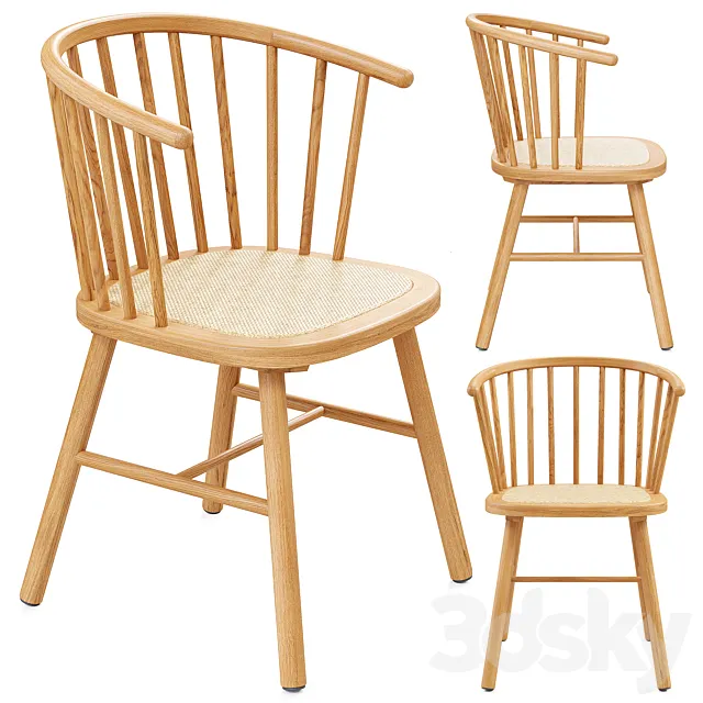 Zara Home – The ash wood chair with rattan seat 3DS Max Model