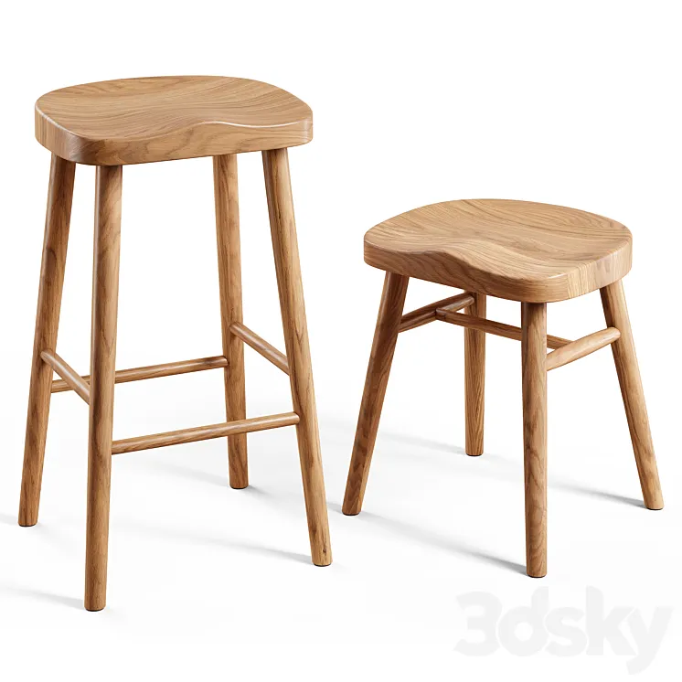 Zara Home – The ash wood stool 3DS Max