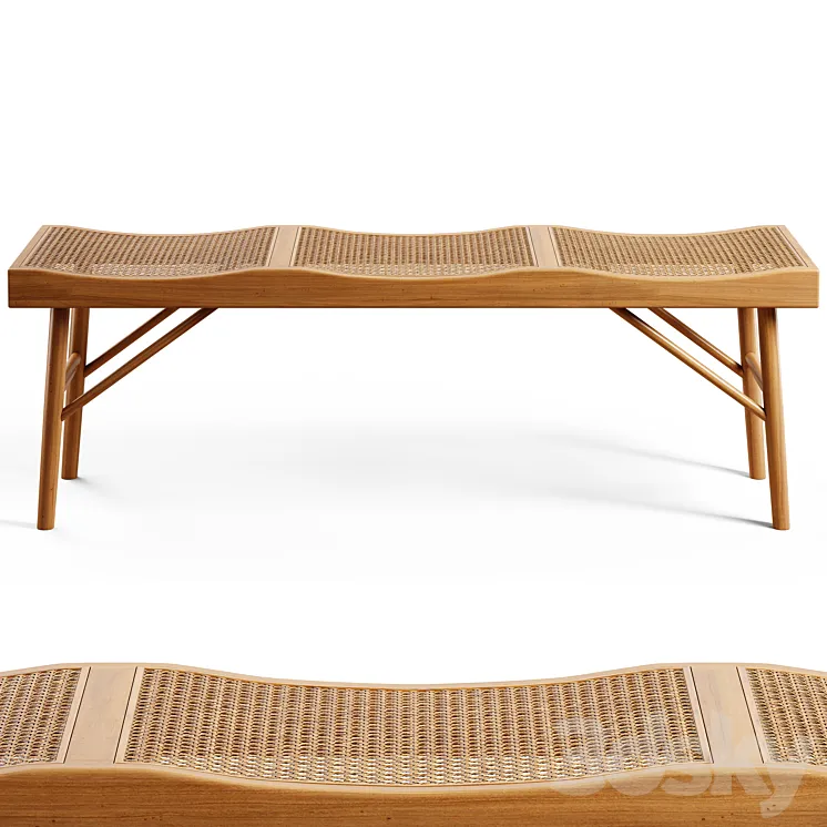 Zara Home – The bench made of wood and rattan 3DS Max