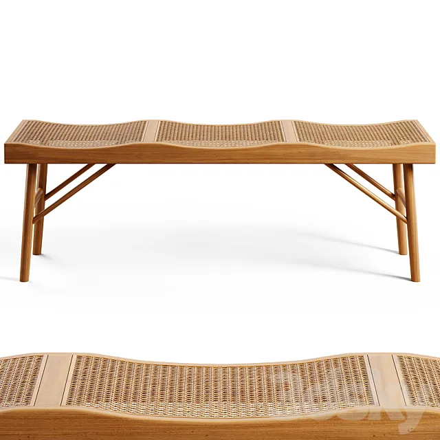 Zara Home – The bench made of wood and rattan 3DSMax File