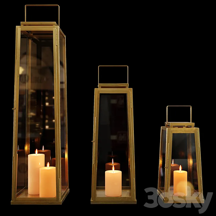 Zara Home – The golden decorative lantern for a candle 3DS Max