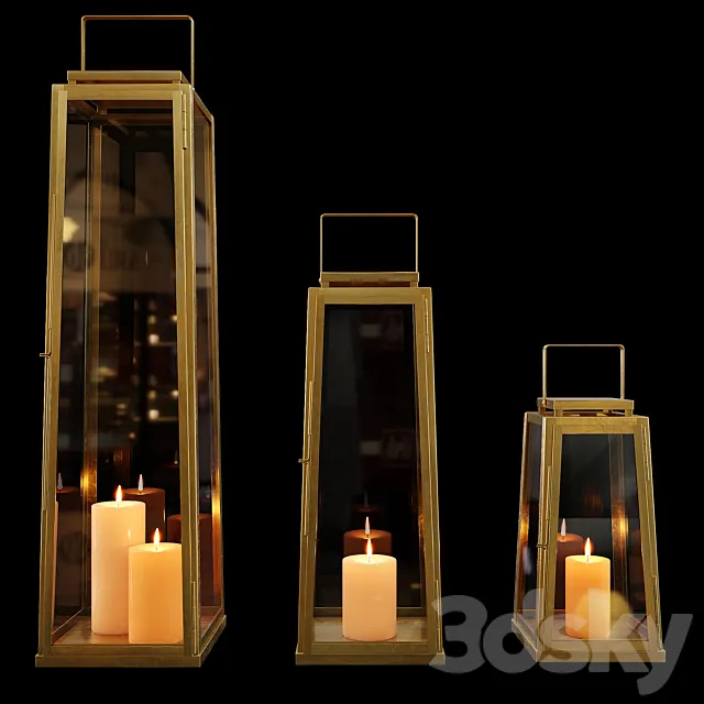 Zara Home – The golden decorative lantern for a candle 3DSMax File