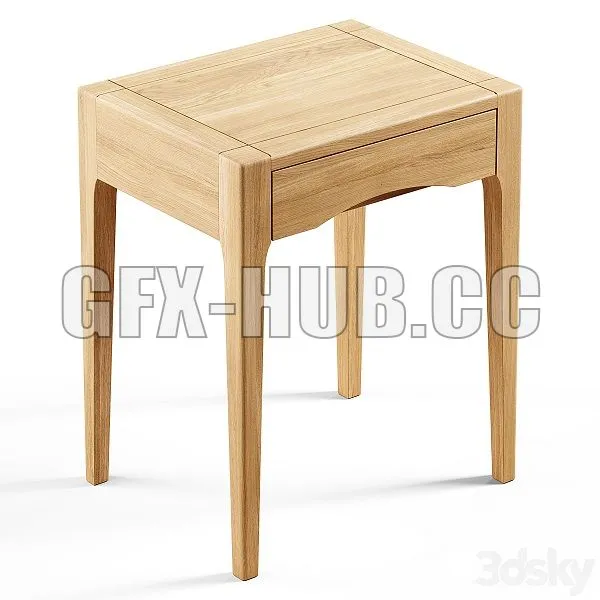 Zara Home The Oak Wood Bedside Table With Drawer 3dsMax Model