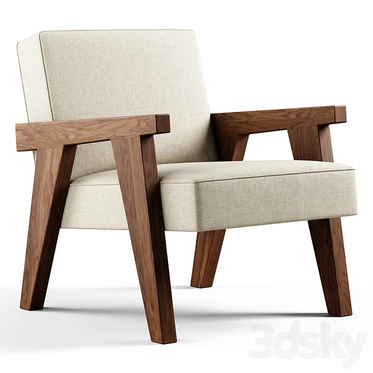 Zara Home – The walnut armchair with hemp upholstery 3DS Max