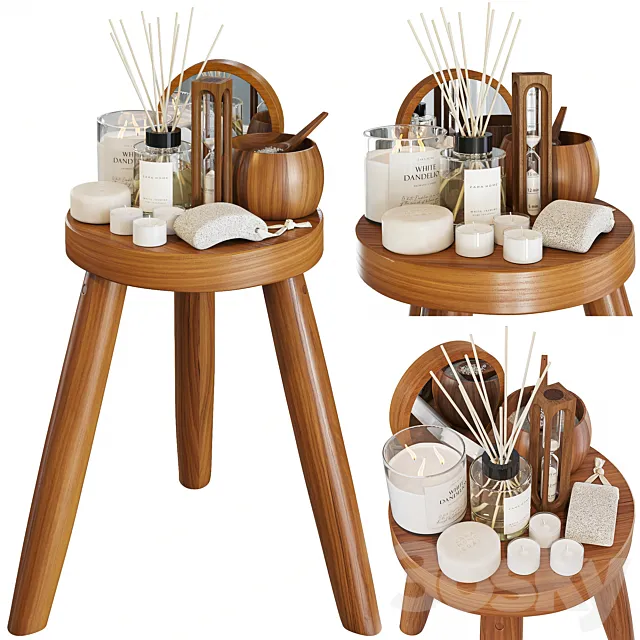 Zara home wood stool 02 3DSMax File