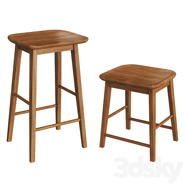 Zara Home WOODEN TALL STOOL 3ds Max