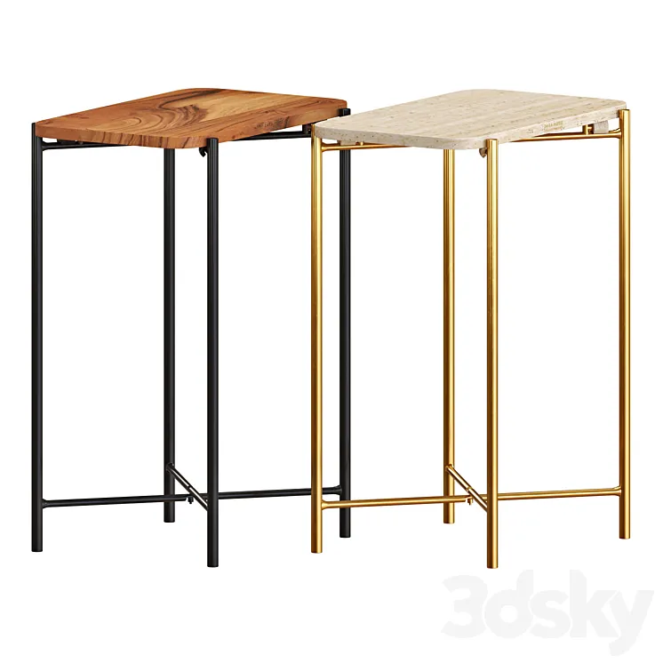 Zara Marble And Wooden Side Tables 3DS Max