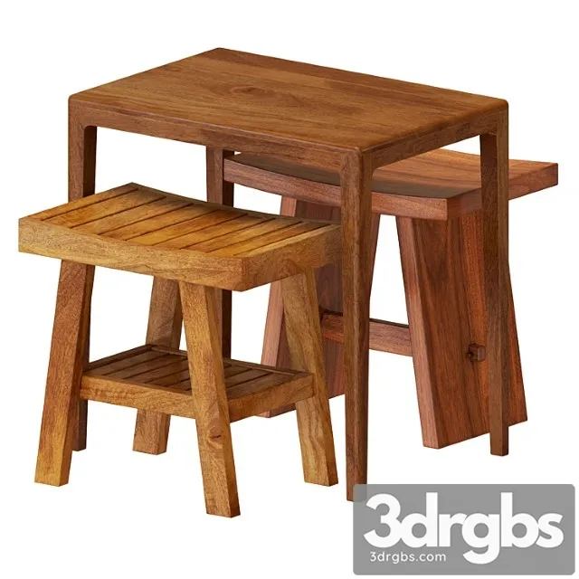 Zara wooden table and stools