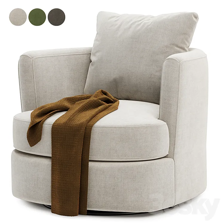 Zarren Upholstered Swivel Barrel Chair 3DS Max