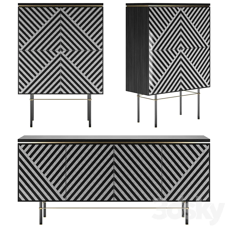 Zefiro Sideboard & Highboard by Capital Collection 3DS Max Model