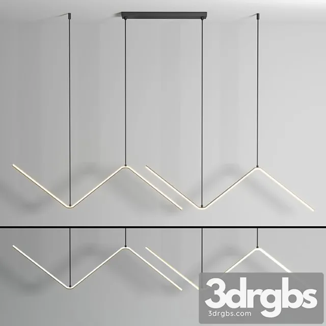 Zigzag Pendant Light Fixture Minimalism Aluminum Dining Room LED Ceiling Light in Black 3dsmax Download