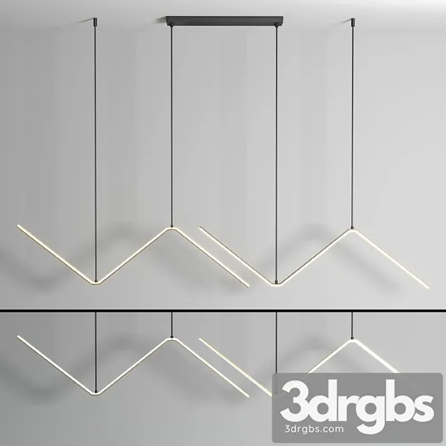 Zigzag pendant light fixture minimalism aluminum dining room led ceiling light in black