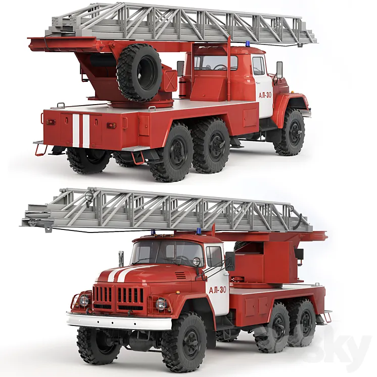 ZiL 131 AL-30 fire truck 1988 3DS Max Model