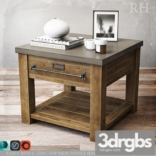 Zinc Top Mercantile Side Table 28sq 3dsmax Download