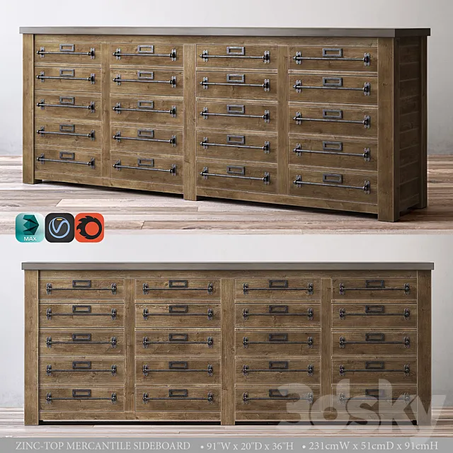 ZINC-TOP MERCANTILE SIDEBOARD 3ds Max