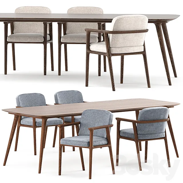 Zio Dining Table and Zio Dining Chair by Moooi 3DS Max Model