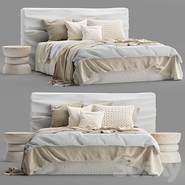 Zulu Upholstered Bed White 3DSMax File