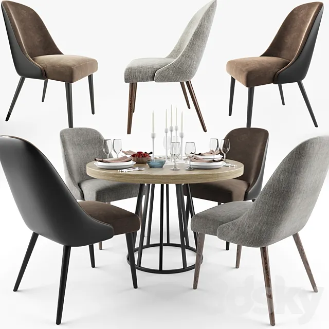 Zuma Round Table Dining Set 3ds Max